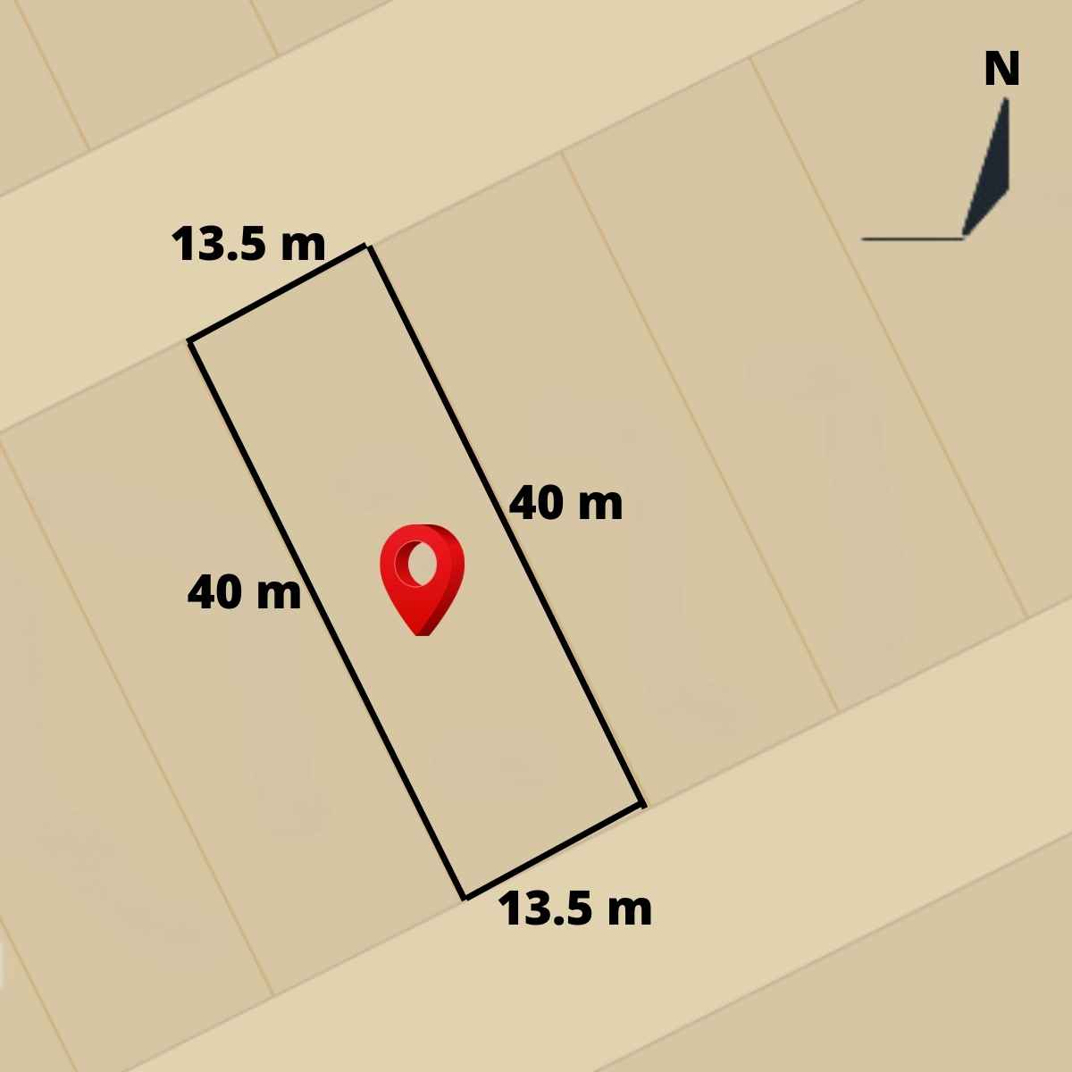 Medidas, forma y ubicación de este terreno en venta en Mérida (municipio)