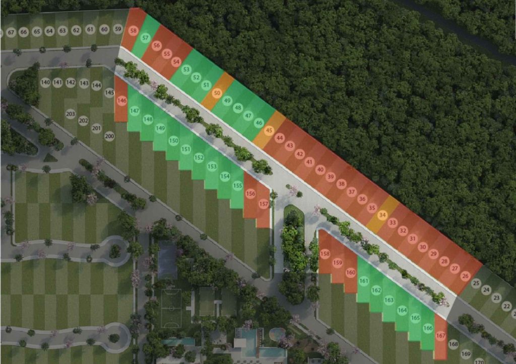 Vista de los lotes de la etapa 2 en Puerta Xaibé, desarrollo inmobiliario de terrenos en venta al norte de Mérida.