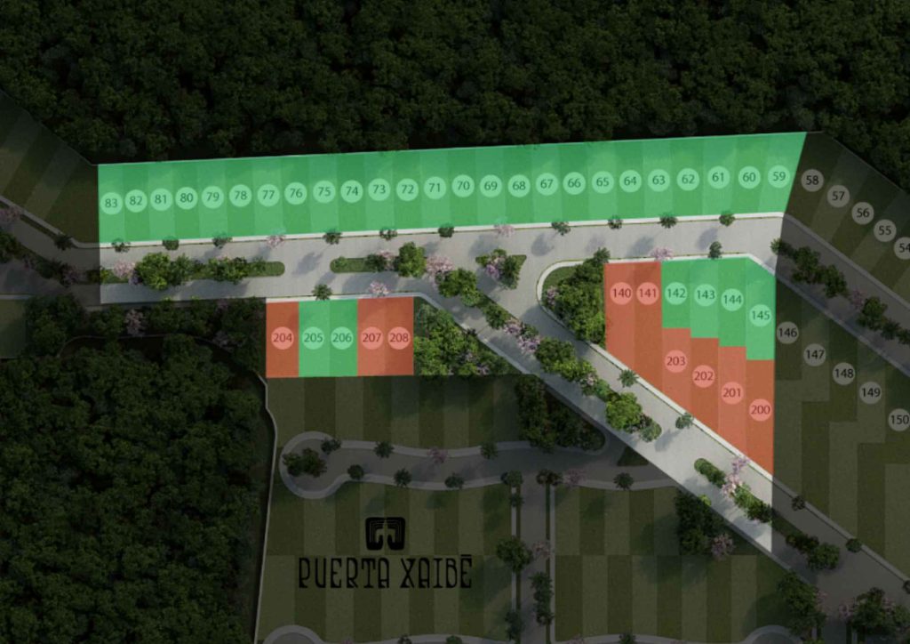 Vista de los lotes de la etapa 3 en Puerta Xaibé, desarrollo inmobiliario de terrenos en venta al norte de Mérida.