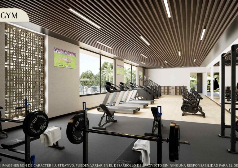 Imagen ilustrativa del GYM que tendrán las amenidades de puerta Xaibé