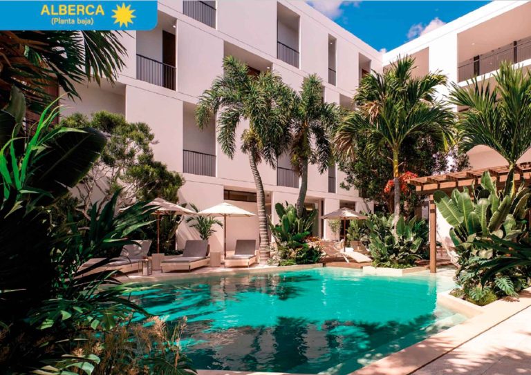 Piscina de RUM - Departamentos con rentas garantizadas en Mérida.